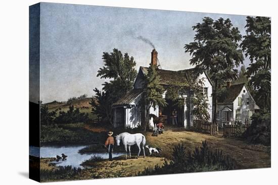 The Village Blacksmith-Currier & Ives-Premier Image Canvas