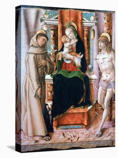 The Virgin and Child with Saints Francis and Sebastian, 1491-Carlo Crivelli-Premier Image Canvas