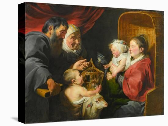 The Virgin and Child with St. John and His Parents, c.1617-1618-Jacob Jordaens-Premier Image Canvas