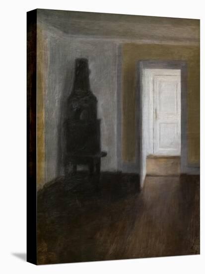 The White Door (Interior with the old stove), 1888 (oil on cavnas)-Vilhelm Hammershoi-Premier Image Canvas