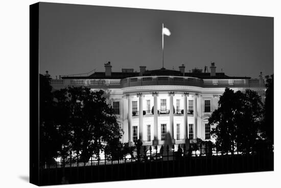 The White House At Night - Washington Dc, United States - Black And White-Orhan-Stretched Canvas