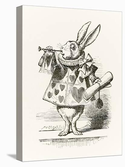 The White Rabbit with Trumpet and Scroll Heralding the Accusation, from 'Alice in Wonderland' by Le-John Tenniel-Premier Image Canvas