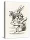 The White Rabbit with Trumpet and Scroll Heralding the Accusation, from 'Alice in Wonderland' by Le-John Tenniel-Premier Image Canvas