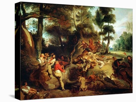 The Wild Boar Hunt, after a Painting by Rubens, circa 1840-50-Eugene Delacroix-Premier Image Canvas