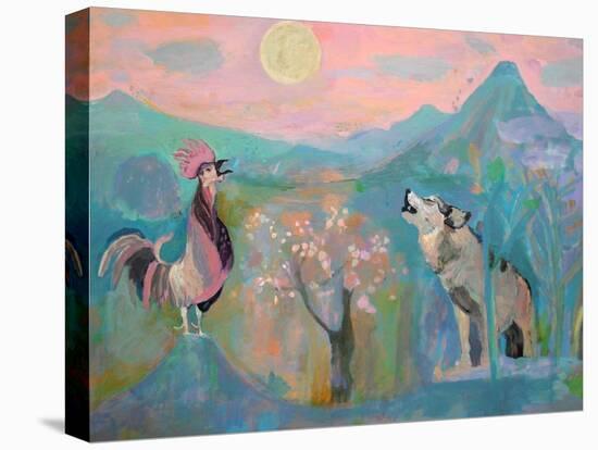 The Wolf and the Rooster Sing by Moonlight-Iria Fernandez Alvarez-Stretched Canvas