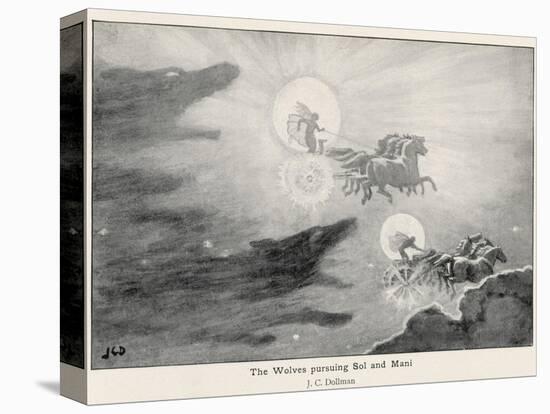 The Wolves Skoll (Repulsion) and Hati (Hate) Pursue Sol (Sun) and Mani (Moon) Across the Skies-J.c. Dollman-Premier Image Canvas