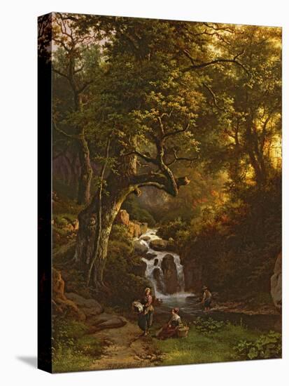 The Wooded Stream (Fishing), 19Th Century-Barend Cornelis Koekkoek-Premier Image Canvas