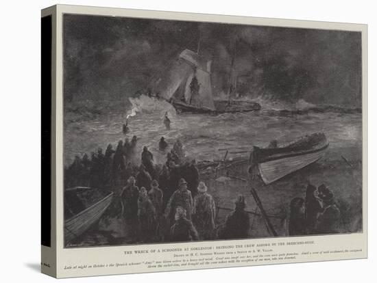 The Wreck of a Schooner at Gorleston, Bringing the Crew Ashore by the Breeches-Buoy-Henry Charles Seppings Wright-Premier Image Canvas