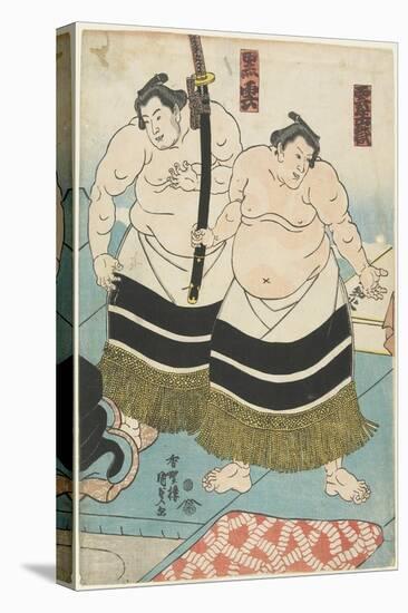 The Wrestlers Unjodake and Kurokumo, 1843-1847-Utagawa Kunisada-Premier Image Canvas