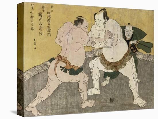 The Wrestling Match Between Kimenzan Tanigoro and Edogasaki Gemji-Okada Beisanjin-Premier Image Canvas