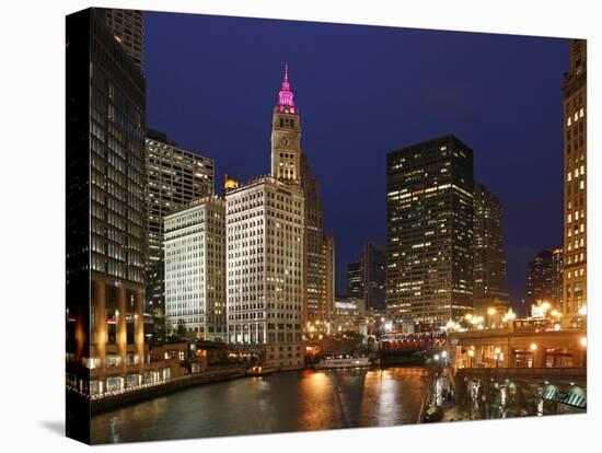 The Wrigley Building in the Loop in Chicago on a Rainy Day, USA-David Bank-Premier Image Canvas