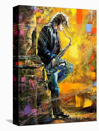 The Young Guy Playing A Saxophone-balaikin2009-Stretched Canvas