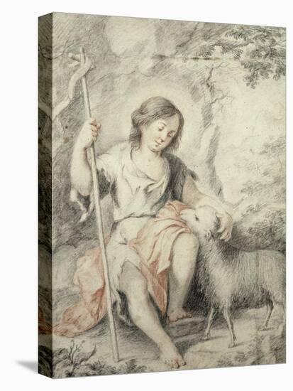 The Young John the Baptist with the Lamb in a Rocky Landscape-Bartolome Esteban Murillo-Premier Image Canvas