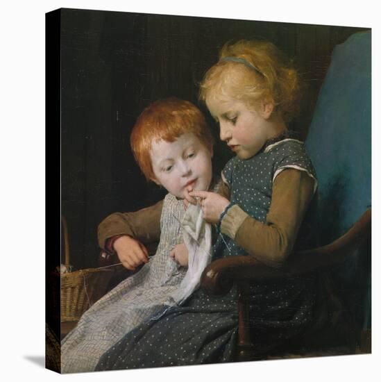 The Young Knitters-Albert Anker-Premier Image Canvas