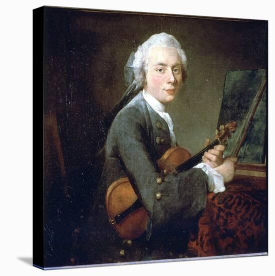 The Young Man in the Violin, circa 1738. Portrait of Charles Theodose Godefroy. Oil on Canvas by Je-Jean-Baptiste Simeon Chardin-Premier Image Canvas