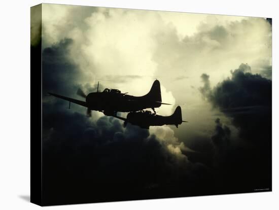 Thick Cloud Cover US Navy Douglas SBD "Dauntless" Torpedo Dive Bombers on Japanese Held Wake Island-null-Premier Image Canvas