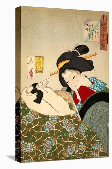 Thirty-Two Daily Scenes: 'Looks Cozy', Mannerisms of a Merchant's Widow-Yoshitoshi Tsukioka-Premier Image Canvas