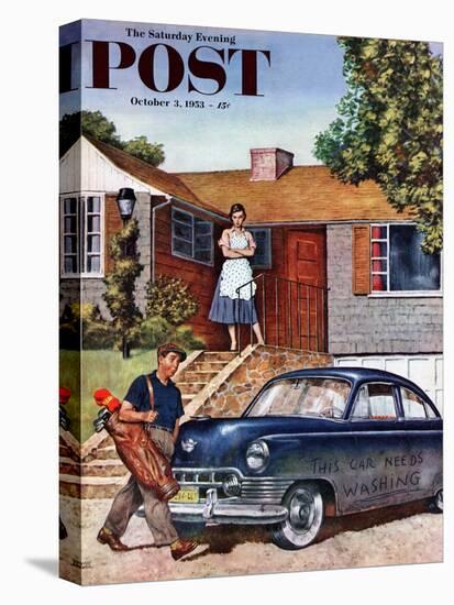 "This Car Needs Washing" Saturday Evening Post Cover, October 3, 1953-Amos Sewell-Premier Image Canvas