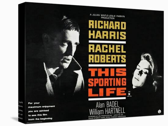 THIS SPORTING LIFE, US lobbycard, from left: Richard Harris, Rachel Roberts, 1963.-null-Stretched Canvas