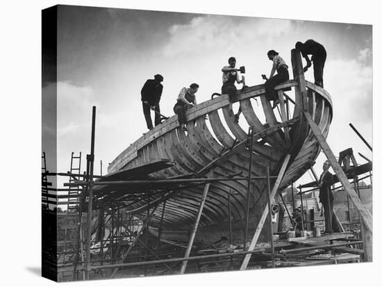 This Wooden Fishing Boat was Built by 60 People in 100 Days, WW2 Topsham Shipyard 1944-null-Premier Image Canvas