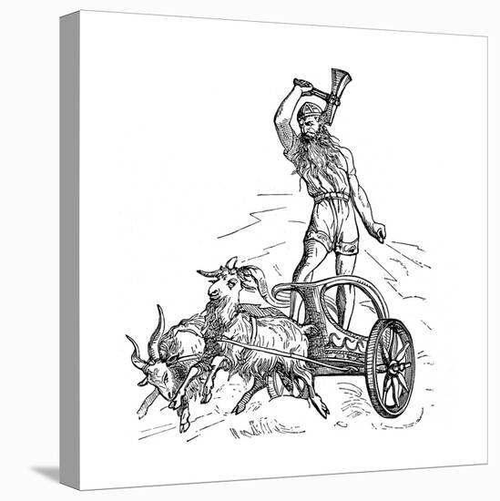 Thor Riding in Chariot Drawn by Goats and Wielding His Hammer-null-Premier Image Canvas