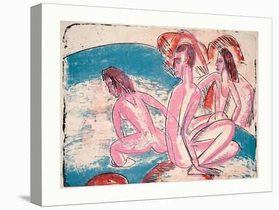 Three Bathers by Stones (Drei Badende an Steinen)-Ernst Ludwig Kirchner-Premier Image Canvas