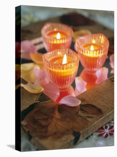 Three Candles and Rose Petals on a Table-Alena Hrbkova-Premier Image Canvas