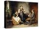 Three Figures in an Interior (Oil on Canvas)-Heinrich Hirt-Premier Image Canvas