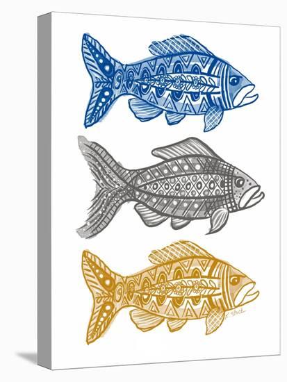 Three Folk Art Fish-Kerstin Stock-Stretched Canvas