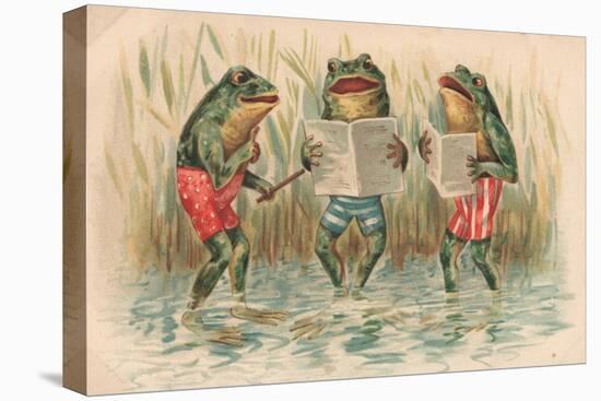 Three Frogs Singing-English School-Premier Image Canvas