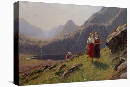 Three Girls by the Mountain Lake in Western Norway-Hans Andreas Dahl-Premier Image Canvas