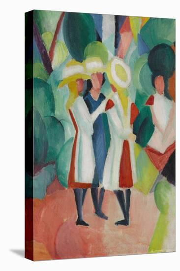 Three girls in yellow straw hats I. 1913-August Macke-Premier Image Canvas