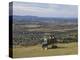 Three Girls Sitting on Bench Looking at View Over Bishops Cleeve Village, the Cotswolds, England-David Hughes-Premier Image Canvas