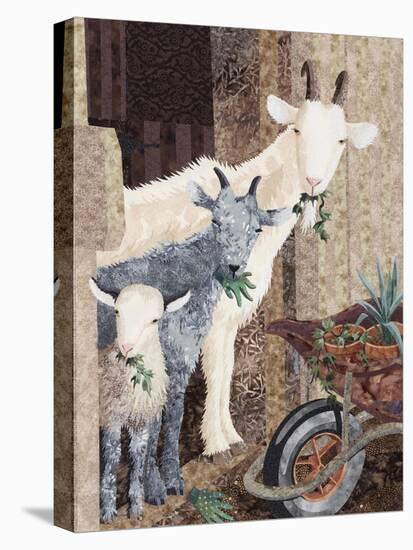 Three Goats and a Wheelbarrow-Kestrel Michaud-Premier Image Canvas
