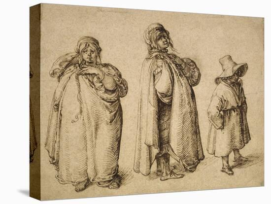 Three Gypsies, C.1605 (Pen and Ink on Paper)-Jacques II de Gheyn-Premier Image Canvas