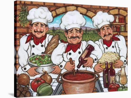 Three Happy Chefs-Janet Kruskamp-Stretched Canvas