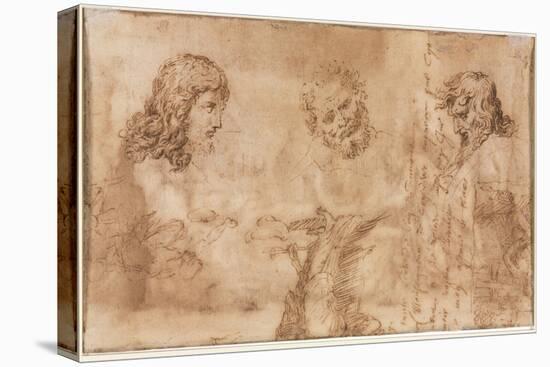 Three Heads and Other Sketches (Verso), 1643-44 (Pen and Brown Ink)-Nicolas Poussin-Premier Image Canvas