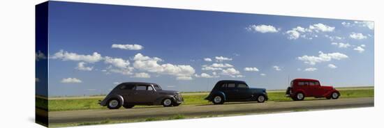 Three Hot Rods Moving on a Highway, Route 66, USA-null-Premier Image Canvas