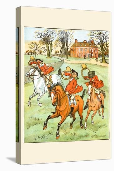 Three Jovial Horsemen Tooting their Hunting Horns-Randolph Caldecott-Stretched Canvas