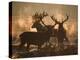 Three Large Deer Stags Bonding in the Early Morning Mists of Richmond Park-Alex Saberi-Premier Image Canvas