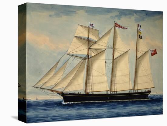 Three-Masted Barquentine Willie Glen, 1880, Watercolour by Anthony Luzzo, 19th Century-null-Premier Image Canvas