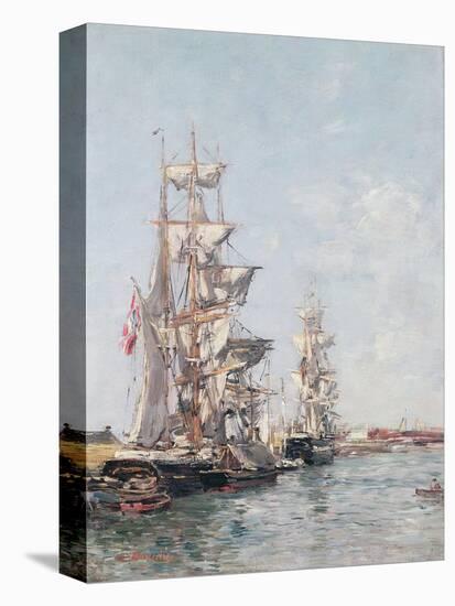 Three-Masted Boats at the Quay in Deauville Harbour, C.1888-89-Eugène Boudin-Premier Image Canvas