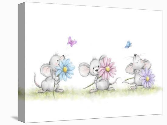 Three Mice with Three Flowers-MAKIKO-Premier Image Canvas