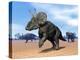 Three Nedoceratops in the Desert by Daylight-null-Stretched Canvas