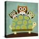 Three Owls on Turtle-Nancy Lee-Stretched Canvas