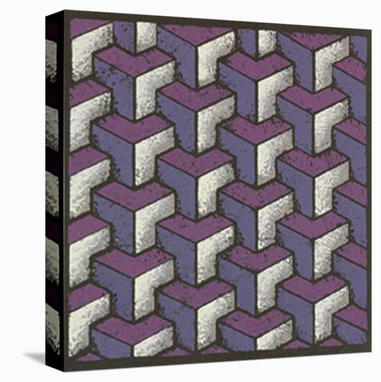 Three Part Tumbling Blocks - Plum-Susan Clickner-Stretched Canvas