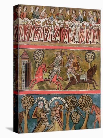 Three Scenes from "Parsifal" by Wolfram Von Eschenbach Facsimile from a 13th Century Manuscript-null-Premier Image Canvas