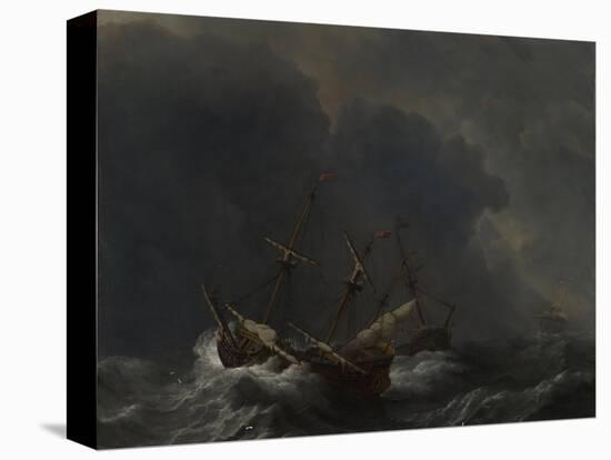 Three Ships in a Gale, 1673-Willem Van De Velde The Younger-Premier Image Canvas