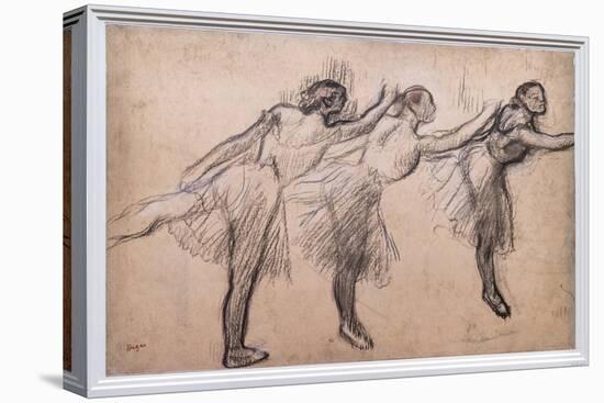 Three studies of a dancer. 1895-1900. Charcoal, chalk traces on cardboard paper-Edgar Degas-Premier Image Canvas