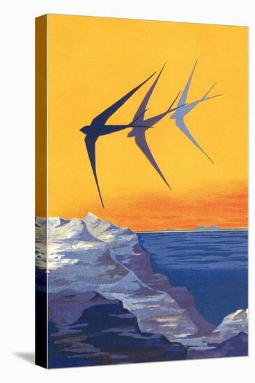 Three Swallows over the Sea-null-Stretched Canvas